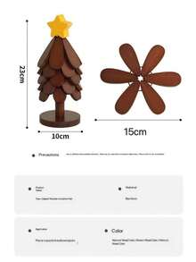 可爱木质圣诞树杯垫套装 - 手工天然实木耐热杯垫，适用于桌子、杯子、茶壶和盘子 - 节日家居装饰，精美厨房和餐厅配件，防滑，独特礼品之选 - 乡村农舍风格杯垫