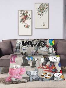 1Pc Kawss Kawaii Kaw Blanket Anime Lovers Gift Idea - Luxuriously Soft Flannel Blanket For Couch, Camping & Travel Adventures - 黑色 - 查看 2