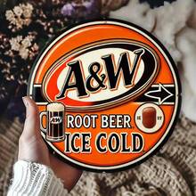 Vintage A&W Root Soda Aluminum Wall Sign - 7.8" Round Retro Decor With Mug & Root Imagery, Perfect For Home, Kitchen, Office, Bathroom & Outdoor Wall Art, Soda Accessories - 彩色 - 查看 9