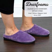Dearfoams - Zuecos de terciopelo de microfibra Darcy de espuma viscoelástica para mujer - Púrpura ahumado 2 - Ver 8