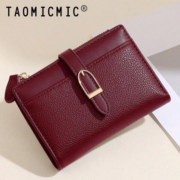 New Patchwork PU Leather Short Women Wallet High-End Bifold Purse Minimalist Card Holder Snap Button Closure For Women Money Wallet Mini Wallet Purse Wallet Small Wallet Card Wallet Coin Wallet