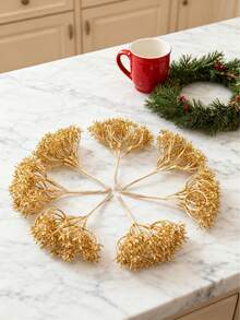 1 bukiet sztucznych złotych liści, materiały na wianek DIY, dekoracja ślubna, dekoracja domu, prezent na walentynki, prezent noworoczny, opakowanie na cukierki, dekoracja tortu urodzinowego, dekoracja świąteczna do domu i biura, dekoracja stołu, centralny element świąteczny w stylu rustykalnym, dekoracja kuchni i jadalni, jesienna dekoracja domu, dekoracja zimowa, dekoracja na Halloween, dekoracja świąteczna, prezent urodzinowy - Złoto 2 - Zobacz 7