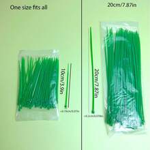 100根多用途塑料扎带，柔软耐用，适用于园艺捆扎，快速固定植物和草坪，使用方便。