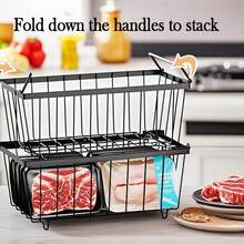 Chest Freezer Baskets - 5 Pack Stackable Freezer Organiser Ches Black Stock - Black - View 7