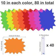 120 Pieces Starburst Signs Retail, 5*6.6 Inch Fluorescent Garage Stickers, Multicolor Signs Retail Store, Garage Supplies, Yard Stickers With PVC Sticky Transparent Strip - Colorful - View 3