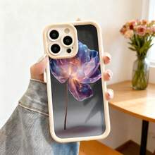 Cubierta de teléfono con borde protector color negro con estampado floral abstracto multicolor para uso diario y estilo moderno - Blanco - Ver 7
