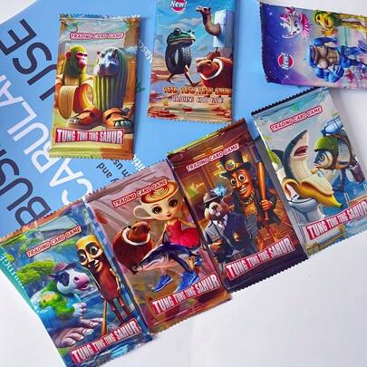 36PAQUETE Juego de Cartas Vibrante TungTungTung Sahur/Tarala con 88 Cartas, Estilo Anime – Colección Duradera para Estrategia y Intercambio, Regalo Perfecto para Entusiastas del TCG y Animación en Empaque Aleatorio