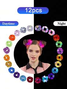 5/7/9件装 LED 花朵发饰 - 花朵发饰、发光发饰、彩色毛线发饰、多种灯光模式、LED 锐舞派对发饰、荧光锐舞派对发饰、送朋友的礼物、发光派对用品、化装舞会、感恩节、秋季派对礼物（颜色随机）