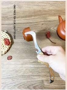 1 pieza/2 piezas Pinza de taza de té de alta gama, accesorios multifuncionales para preparar té, pinzas de acero inoxidable antideslizantes, aptas para tazas de té y hojas - Plateado - Ver 5