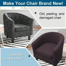 2 Pieces Club Chair Slipcover Printed Stretch Armchair Tub Round Barrel Swivel Chair Covers Withc Cushion Cover Elastic Bottom Sofa Furniture Protector For Tullsta 1 Coffee - Coffee - View 5