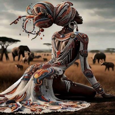 Kit de pintura de diamante 5D para adultos, com estampa de mulher africana - Arte com diamantes redondos, pintura digital a óleo, bordado, decoração de parede em tela sem moldura.