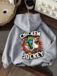 Teenage Boys' Casual Hooded Sweatshirt With Cartoon Graffiti Print, Suitable For Autumn/Winter Wear, For Shopping, Gathering, Travel And School