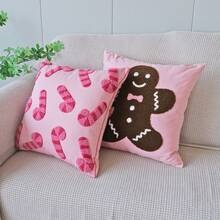 1 szt. poszewka na poduszkę z motywem laski cukrowej i piernikowego ludzika, świąteczna dekoracja do domu, do sypialni