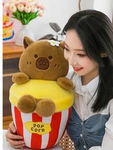 1 szt. pluszowa lalka z popcornem, frytkami i kapibarą, prezent świąteczny dla przyjaciół, prezent z kapibarą na zakończenie studiów doktoranckich, lalka z kapibarą w formie ciasta i deseru, dekoracja z dyni i nietoperza na Halloween