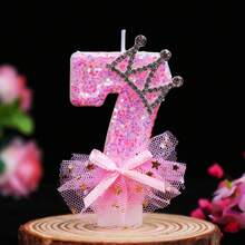 1 Nến sinh nhật kiểu công chúa màu hồng, Nến số đính sequin vương miện thanh lịch - Trang trí bánh đẹp mắt cho tiệc sinh nhật, đám cưới, cầu hôn, kỷ niệm, món quà bất ngờ tuyệt vời dành cho cô ấy - Nhiều màu - Xem 7