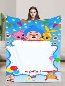 Plim Plim Anime Flannel Blanket For Girls Boys Anime Gifts Throw Blanket Cozy Plush Flannel Fleece Print Blankets Double-Layer Blanket Lightweight Fuzzy For Bed Decor - 黑色 - 查看 1