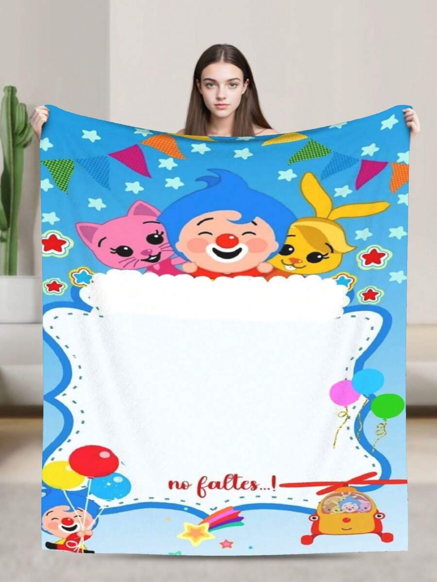 Plim Plim Anime Flannel Blanket For Girls Boys Anime Gifts Throw Blanket Cozy Plush Flannel Fleece Print Blankets Double-Layer Blanket Lightweight Fuzzy For Bed Decor - 黑色 - 查看 1