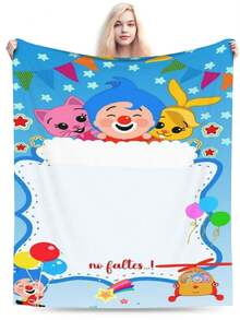 Plim Plim Anime Flannel Blanket For Girls Boys Anime Gifts Throw Blanket Cozy Plush Flannel Fleece Print Blankets Double-Layer Blanket Lightweight Fuzzy For Bed Decor - 黑色 - 查看 2