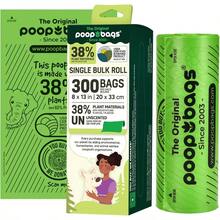 The Original PoopBags Single Bulk Roll Of 300 USDA Certified Biobased Poop Bags 8x13 300 Total Count Durable Leak Resistant Green 300 Bags - As Pic - View 1