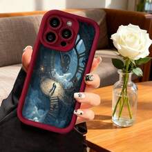 Cubierta de telefono con diseño de reloj gigante y escaleras en el cielo color azul oscuro para iPhone 14 Pro Max funda protectora con estampado artístico ideal para amantes del arte surrealista y viajes en el tiempo - Negro - Ver 4