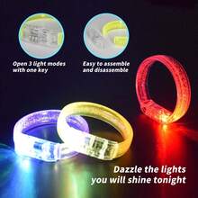 LED Bracelets Glow Sticks Glow In The Dark Party Supplies For Kids/Adults, Halloween Party Favors For Kids Flashing Light Up Toys, Neon Accessories Carnival Birthday Concert Games Gifts(Random Color) - 彩色 - 查看 5
