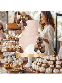 32 Stücke Kugel Cake Picks, bunte kugelförmige Cake Topper, Perlen Kugeln, Cupcake Cake Einsatz Topper für Geburtstags Party Dekoration, dunkelbraun, hellbraun, weiß, gold (Bitte nach Anbringen des weißen Rohrs verwenden. Die kugelförmige Oberfläche sollte den Kuchen nicht berühren.)