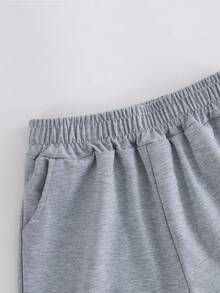 Ropa para adolescentes y mujeres jóvenes: Sudadera de cuello redondo gris combinada con pantalón de chándal gris - Gris - Ver 8
