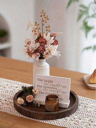 1 pieza Bandeja de madera para decoración de fiesta de cumpleaños, candelabro rústico, bandeja de café vintage para sala de estar, bandeja de madera maciza, regalos de cocina, cajas de almacenamiento, utensilios de cocina, muebles del hogar.