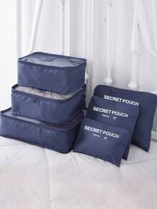 6pcs/Set - 1pc Travel Luggage Organizer Set/1pc Packing Cube, Multi-Functional Luggage Organizer Bag, Travel Organizer Set Includes: Multi-Function Packing Cube, Waterproof Toiletry Bag, Compression Packing Cube, Summer Vacation Organizer Bag, Cosmetic Bag, Shoe Bag, Laundry Bag - Navy Blue - View 8
