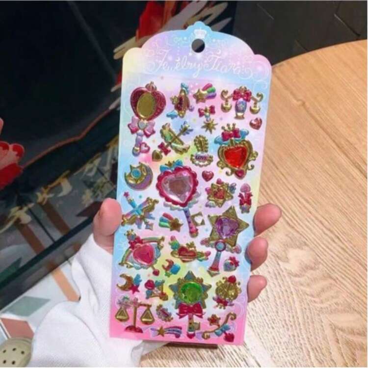 3D 可爱贴纸，可重复使用的卡通场景贴纸，带有魔杖和宝石，有趣的 DIY 日记本剪贴簿笔记本和手机壳贴纸，成人浮雕风格 - 彩色 - 查看 9