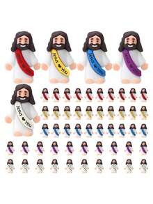 100 Pcs Mini Jesus Figures Jesus Toys Little Jesus Figures To Hide And Seek Sunday Religious Party Favors Gift For Easter Egg Stuffers,Christmas Gifts - 彩色 - 查看 8