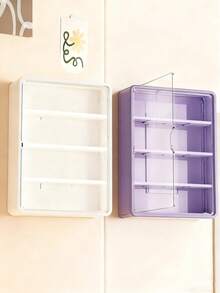 1PC 多功能储物柜，白色防尘展示柜储物架，带磁性门的模型展示柜，亚克力透明壁挂式娃娃柜，盲盒储物架，玩具娃娃展示盒，化妆品储物架，模型盒展示架，适用于迷你模型玩具或盲盒娃娃收藏，节省空间（不含模型）。