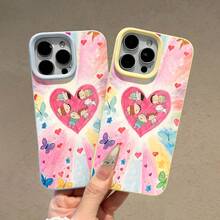 Funda para teléfono con diseño de corazón de Shinchan, compatible con teléfonos ,  17,  16 Pro Max,  15 Pro Max,  13 y  12. Fabricada en TPU para una protección eficaz contra golpes y caídas. Ideal para niños, amigos y cualquier persona que adore los diseños coloridos y la dulzura. - Amarillo - Ver 1