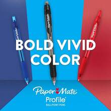 89465 Profile Retractable Ballpoint Pens, Bold 1.4mm, Black, 12 Count Package May Vary - 12 Unidad (Paquete de 1) + Retráctil + Colores Variados - Ver 5