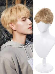 男士短款帅气假发，蓬松逼真合成假发，适合日常佩戴，男士日常角色扮演、化装舞会、动漫、圣诞节服装，男士假发，6英寸 - 彩色 - 查看 15