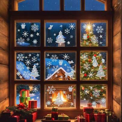 Snowflake Window Clings – Christmas Window Decals For Glass, Snowflake Clings To Prevent Bird Strikes, Reusable Static Clings For Christmas Winter Decorations