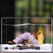 1 Set Aquarium Decor Accessories, Creative Cartoon Landscape Ornaments, Fake Pink & White Sakura Tree For Fish Tank Decoration - Multicolor - View 12