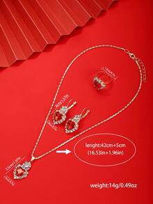 1pc Women's Elegant Quartz Watch With Rhinestone Bracelet + Jewelry Set, Ideal Gift For Christmas And Other Holidays - Red - View 10