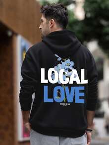Felpa con cappuccio da uomo Zrgoth, nuova collezione autunno/inverno, moda urban, stampa slogan in inglese, tasca a canguro, fodera termica, pullover - nero - Visualizzare 2