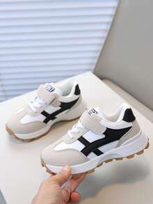 1 Pair Kids Sports Shoes, Boys' Breathable Casual Sneakers, Girls' Soft Bottom Chunky Sneakers, Running Shoes - Black and White - View 5