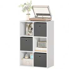 HOMCOM With 6 Compartments And 3 Fabric Drawers, Storage Shelf, Versatile, Grey On Site - 1 - View 9