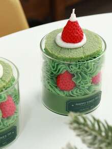 1 vela artesanal com aroma de bolo de morango e matcha, vela de cera de soja, vela decorativa, presente para amigas, mulheres, inverno, decoração para casa - Multicolorido - Ver 3