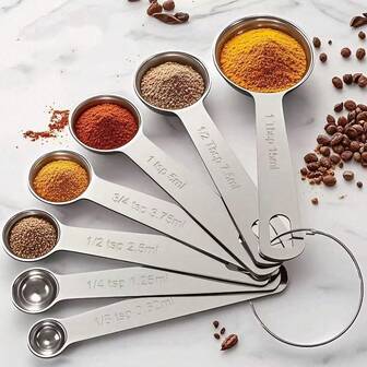 Teaspoon Tablespoon Measuring Spoons: Stainless Steel Baking & Cooking Measure Scoop Set Of 6, Metal Kitchen Measurement Utensil For Dry And Liquid Ingredients