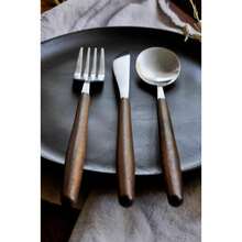 Luxury Wooden-Handled Metal Cutlery Set (3 Pieces) - Multicolor - View 11
