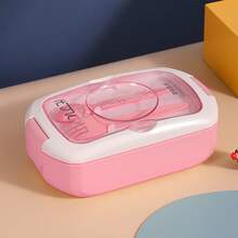 Divided Bento Lunch Box With Water Bottle Set, Large Capacity, Sauce Compartment, PP Material, Microwave & Dishwasher , Suitable For Office Lunch/Student Use, Halloween/Christmas Gift, Back To School Supplies - Pink - View 12