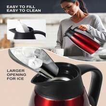 70oz Thermal Coffee Carafe For Keeping Hot,Updated Carafes For Hot Liquid, Stainless Steel Insulated Thermal Pot For Coffee, Hot Water,Keep Hot 12 Hours (Black 21 L) - ColorA - 查看 3