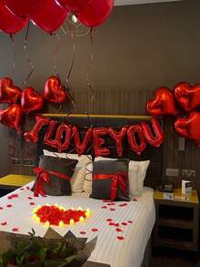 520 piezas Juego de Bandera I LOVE YOU & Globo de Lámina con Forma de Corazón, 500 piezas Pétalos de Tela No Tejida Roja + Globo de Lámina de Amor, Perfecto para Confesión del Día de San Valentín, Decoración de Propuesta Romántica, Decoración de Cumpleaños, Celebración de Aniversario, Decoración de Habitación de Hotel - Multicolor - Ver 7