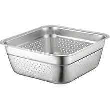 Colander Stainless Steel Fine Mesh Strainer Bowl Square Fruit Container Vegetable Drainer Basket Pasta Rice Food Draini - 21.00X21.00X9.00CM - View 1