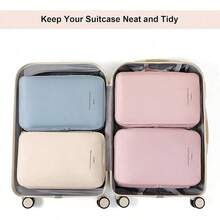 Double-Layered Compression Packing Cubes Travel, Luggage Organizer Bags Compressible Suitcase Packing Bag Travel Accessories, Blue, - Màu xanh lam - Xem 7