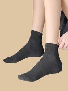 1/6/8/10 Pairs Black & Gray Pattern Unisex Couple Sports Socks, Short Socks, Spring/Summer Holiday Gift - Multicolor - View 3